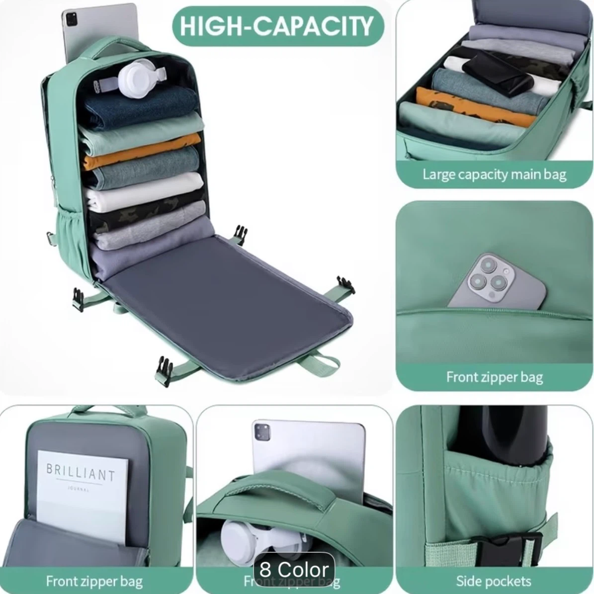 Green Travel Backpack Large Capacity Carry On Expandable Luggage - photo 4