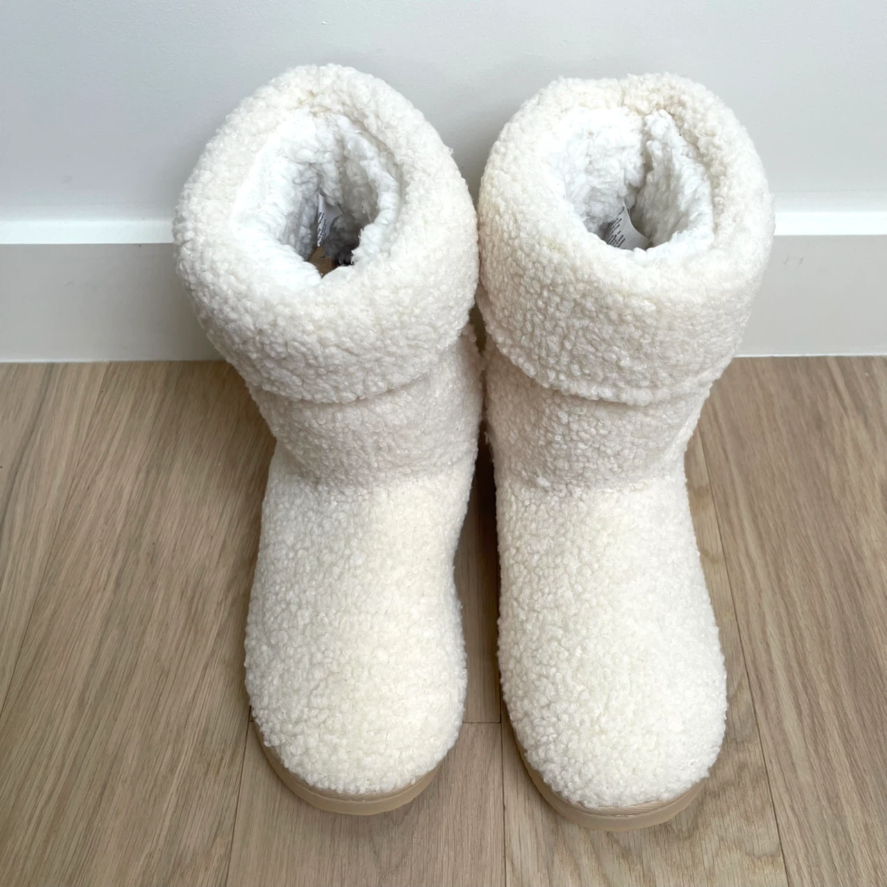 🆕 Sherpa Faux Fur Fold-Over Slipper Booties - Large - photo 5