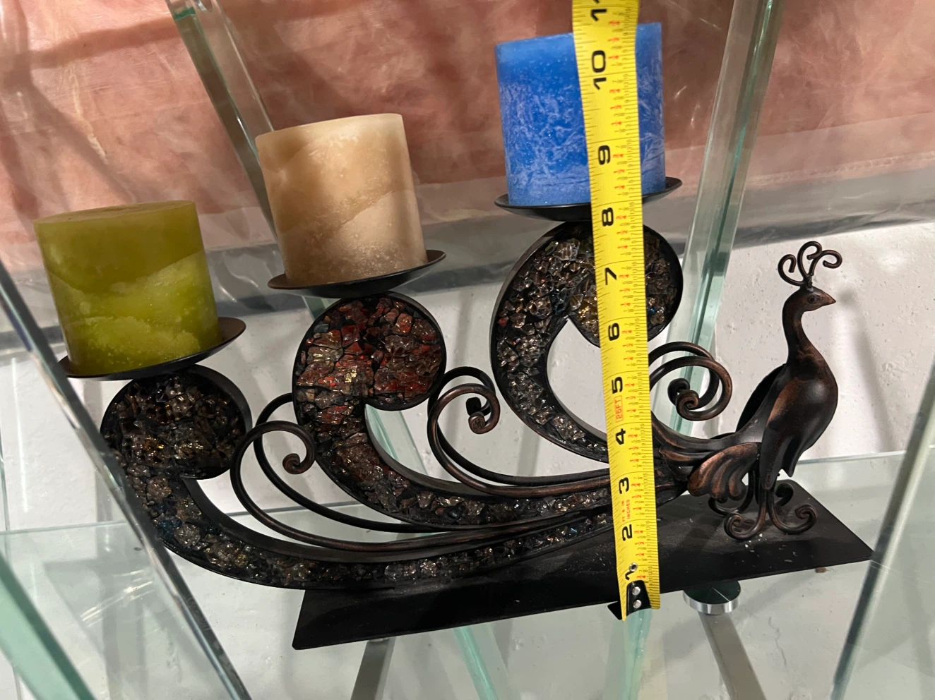 Peacock Candle Holder with Three Candles - photo 4