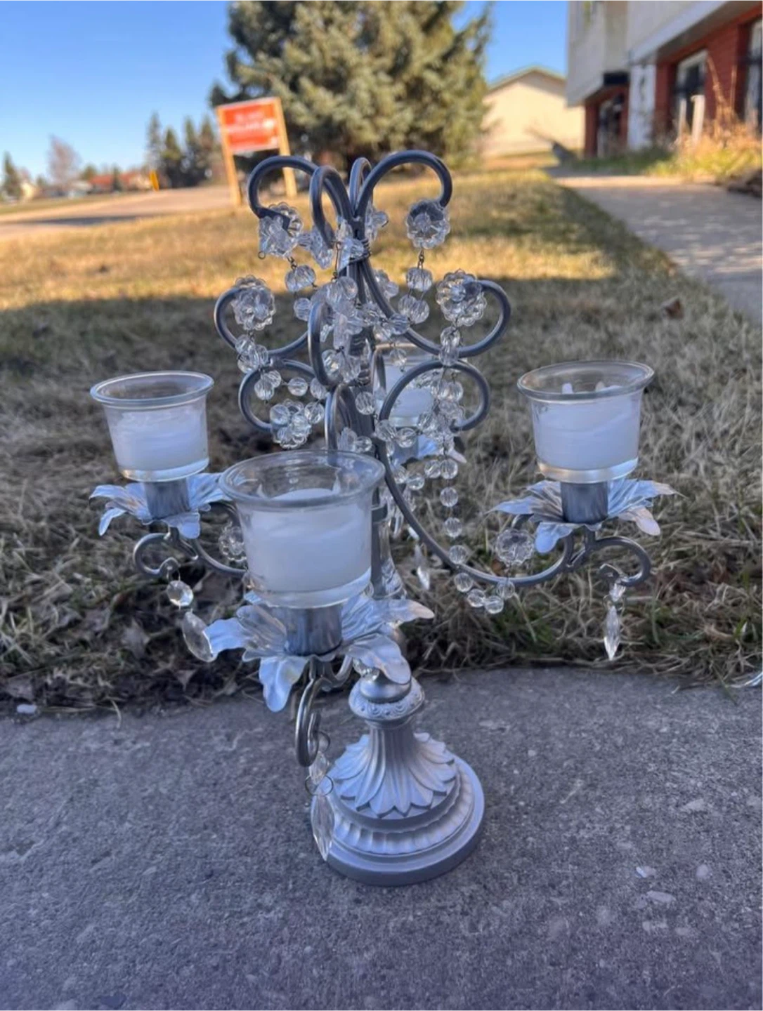Silver Candelabra with Crystal Accents
