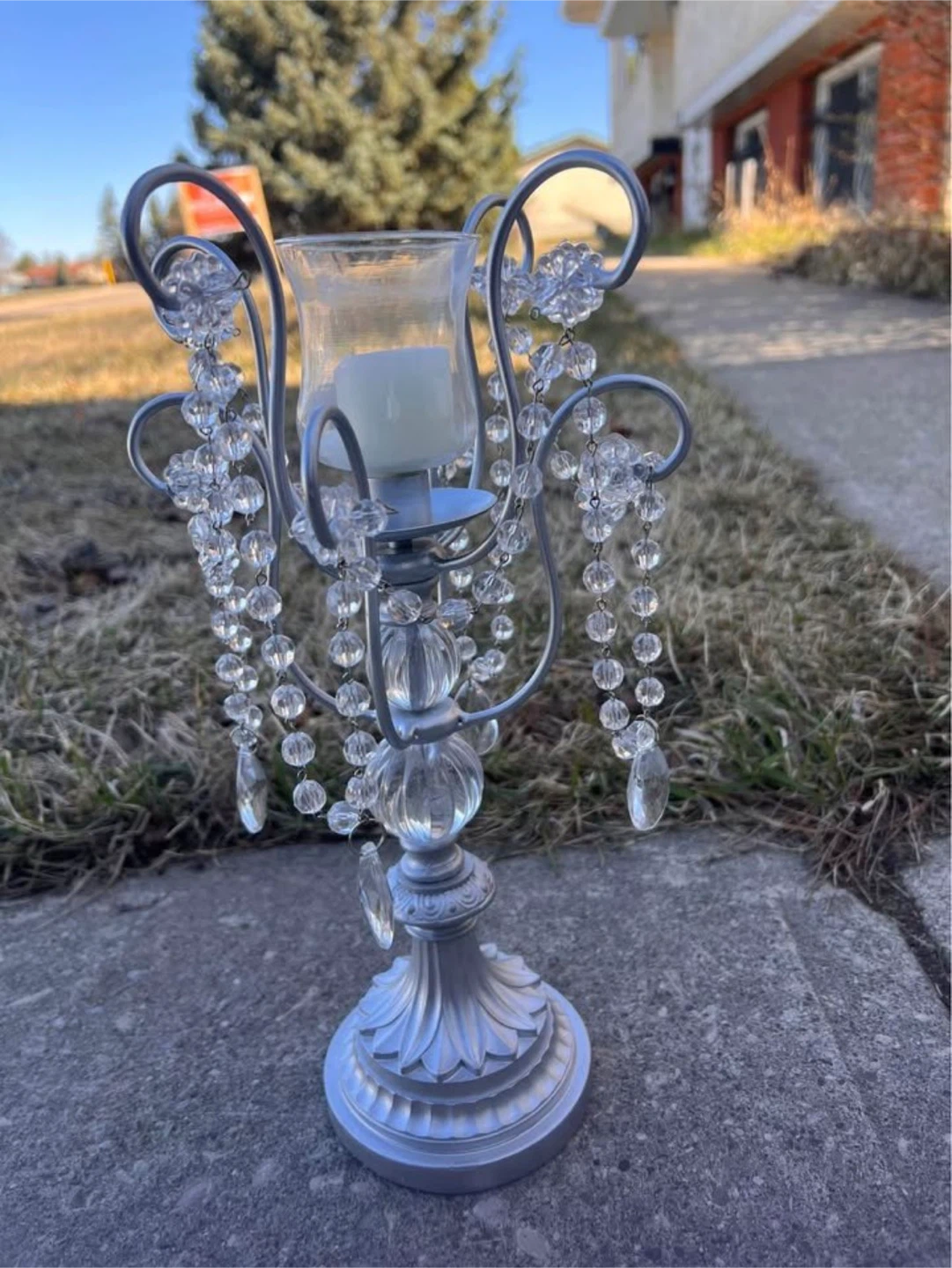 Silver Candelabra with Crystal Accents - photo 2