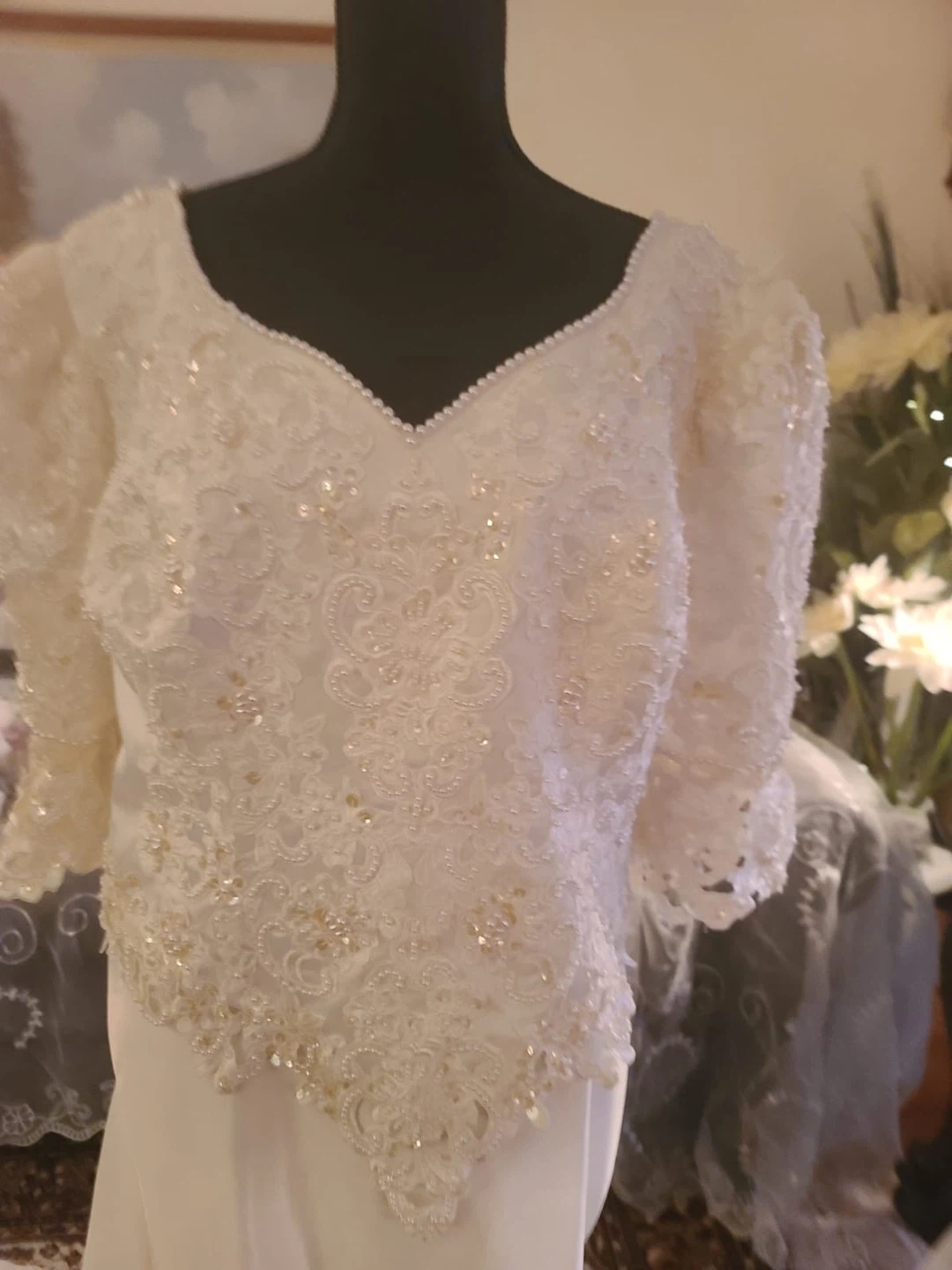 Wedding Dress with Lace and Beading