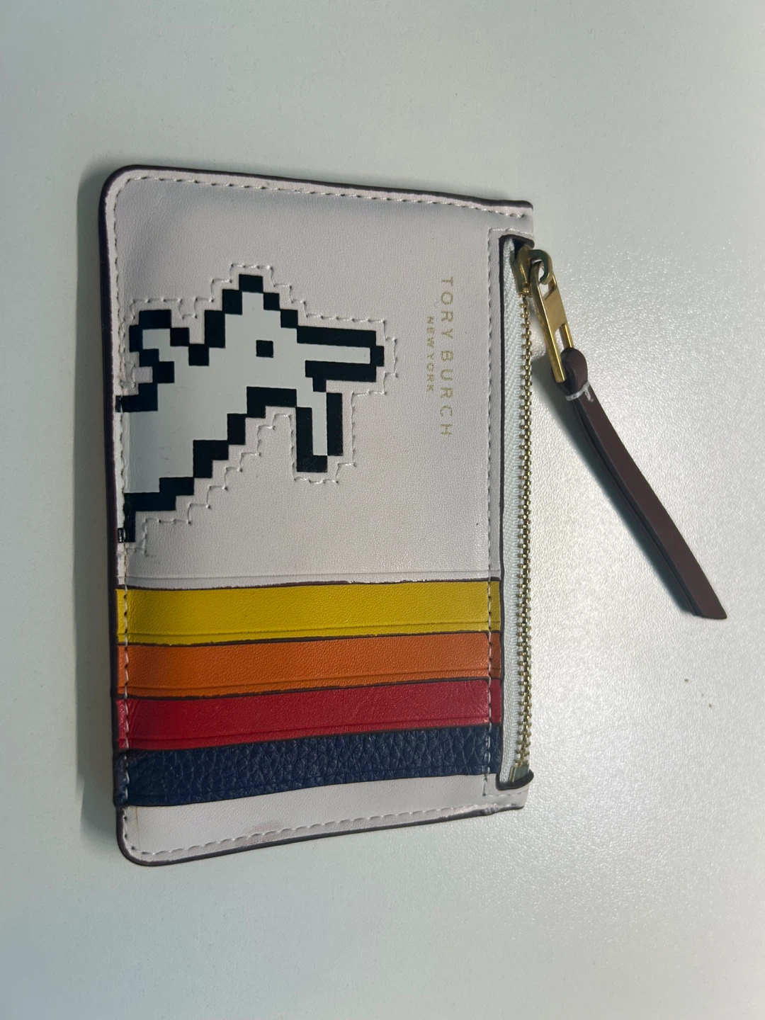 Tory Burch Card Holder White Rabbit Pixelated Bunny