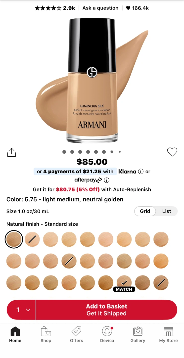 Armani Luminous Silk Foundation 5.75 NEW - photo 2