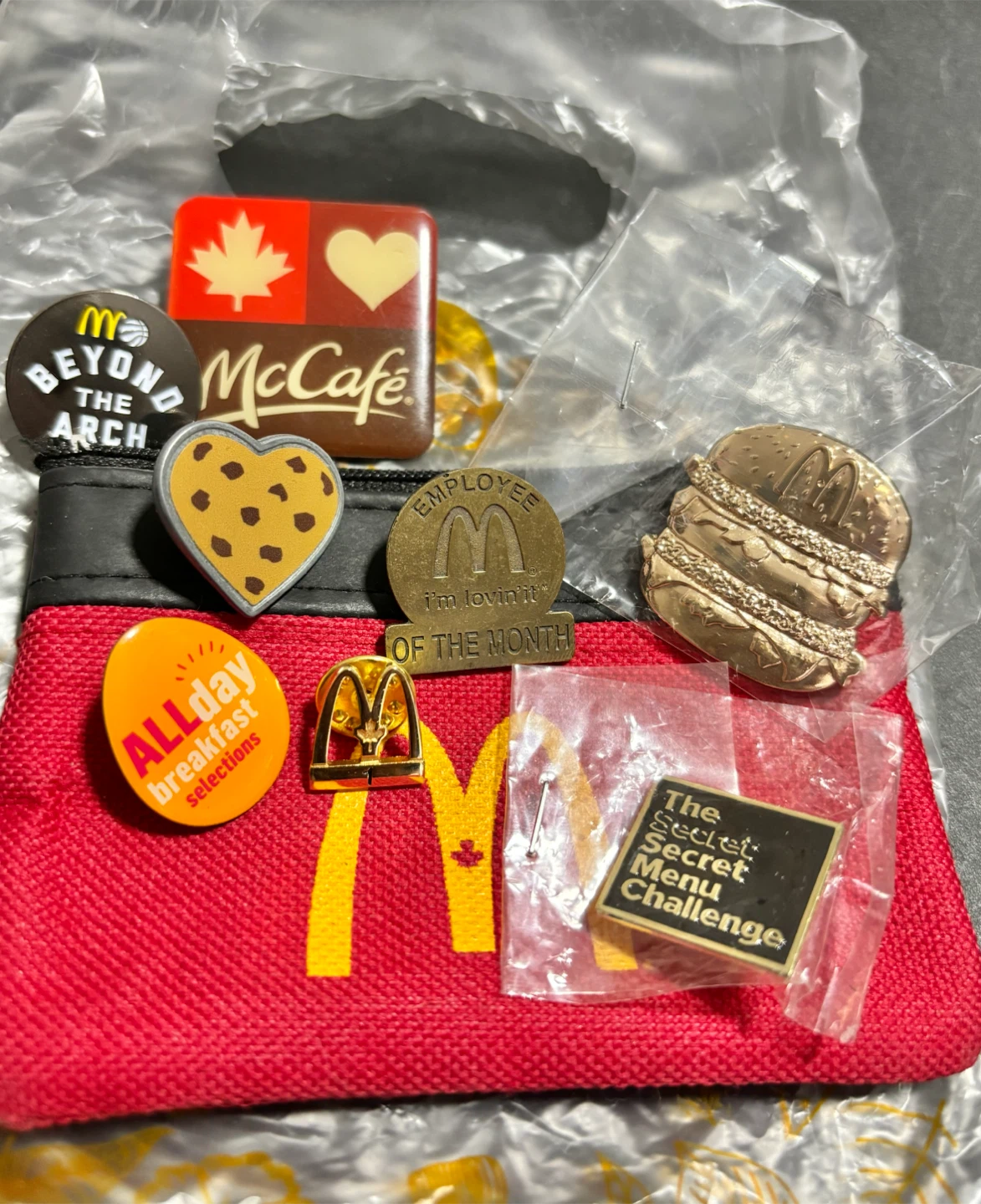 mcdonald’s collector pins and coin pouch