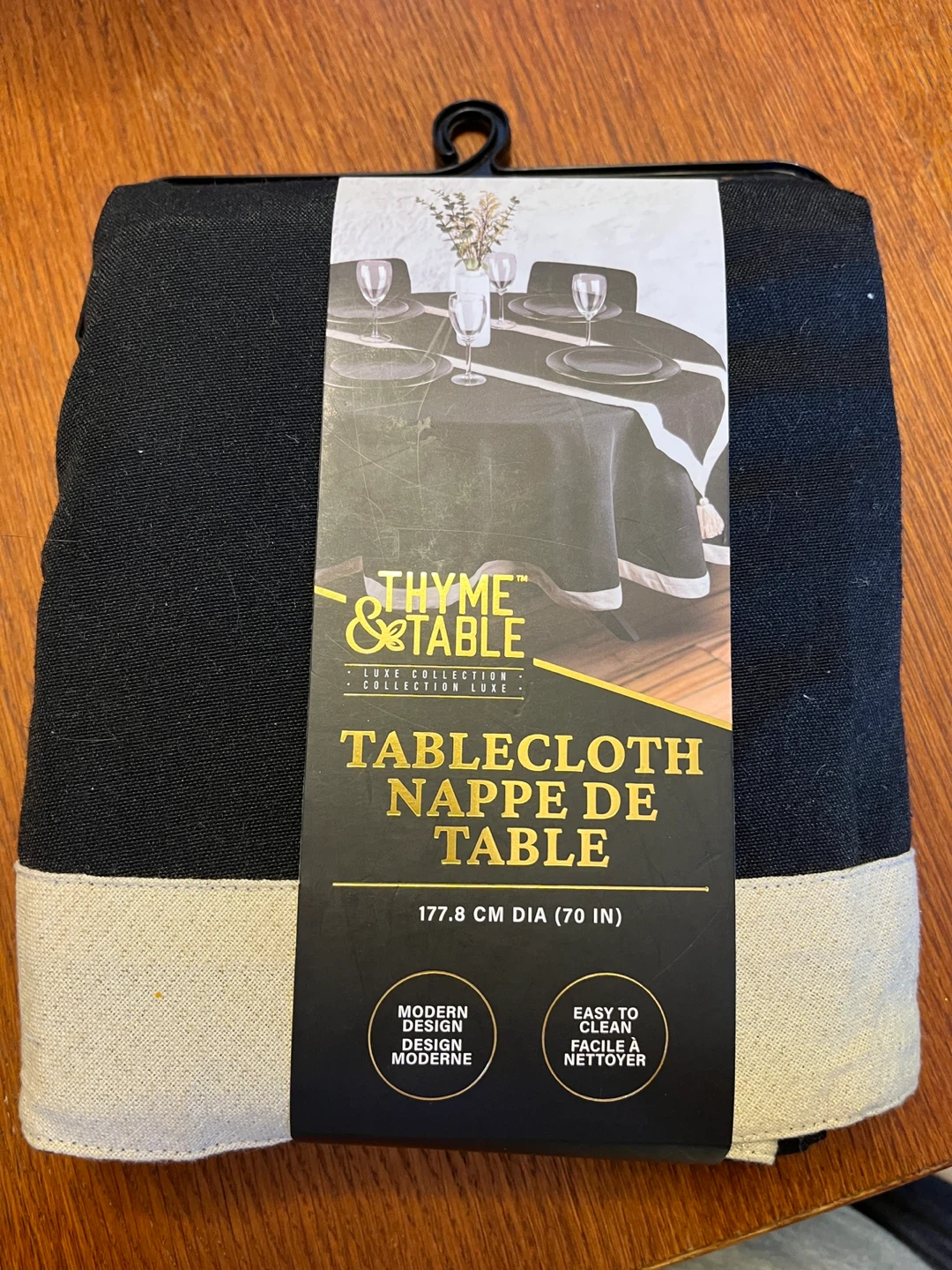 Thyme & Table Black Round Tablecloth - 70 IN