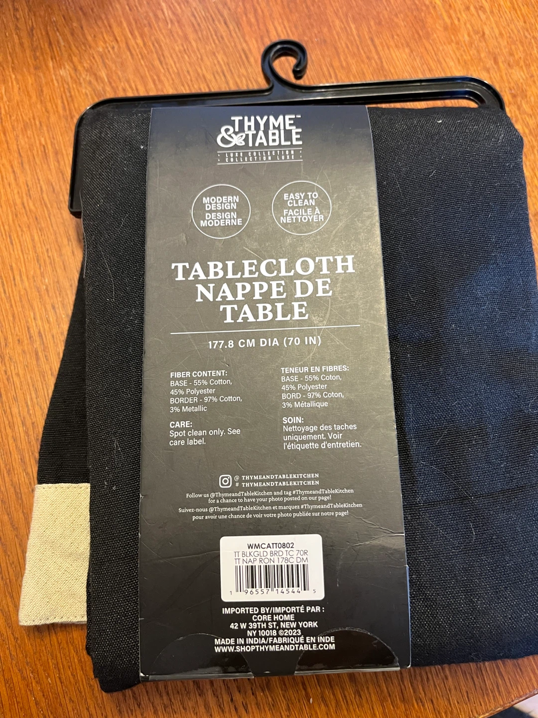 Thyme & Table Black Round Tablecloth - 70 IN - photo 2