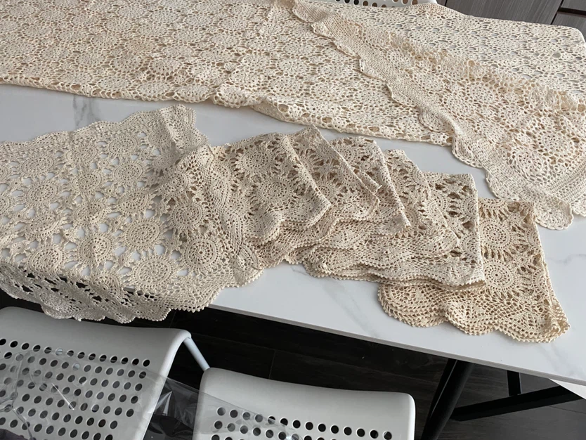 Handmade Lace Table Runner and Placemats Set