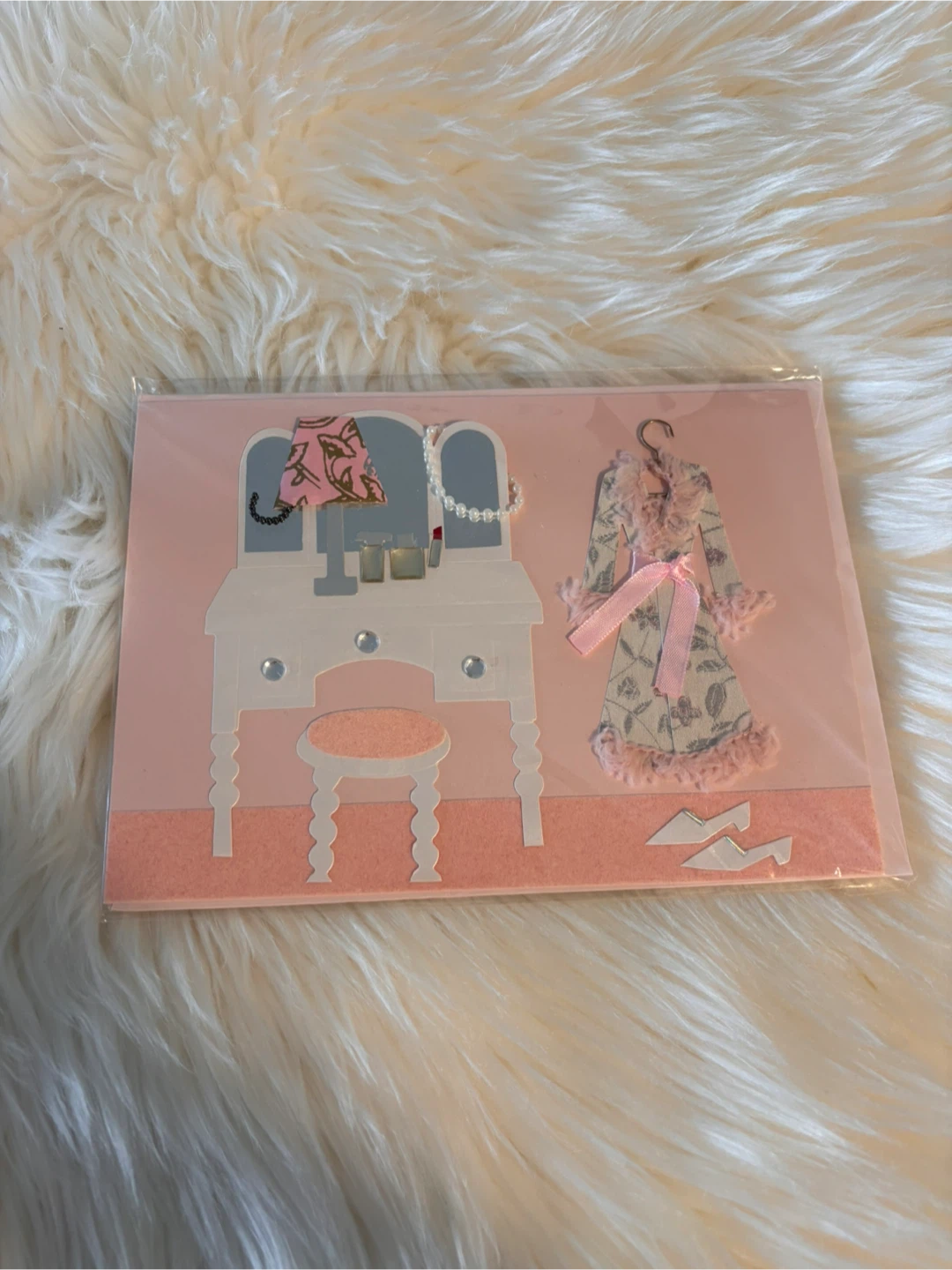 Handmade Greeting Card with Vanity and Robe Design