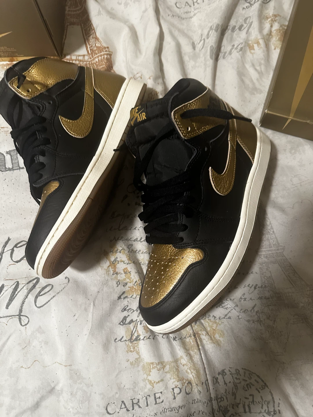 Nike Air Jordan 1 High "Gold Top 3" Sneakers - photo 2