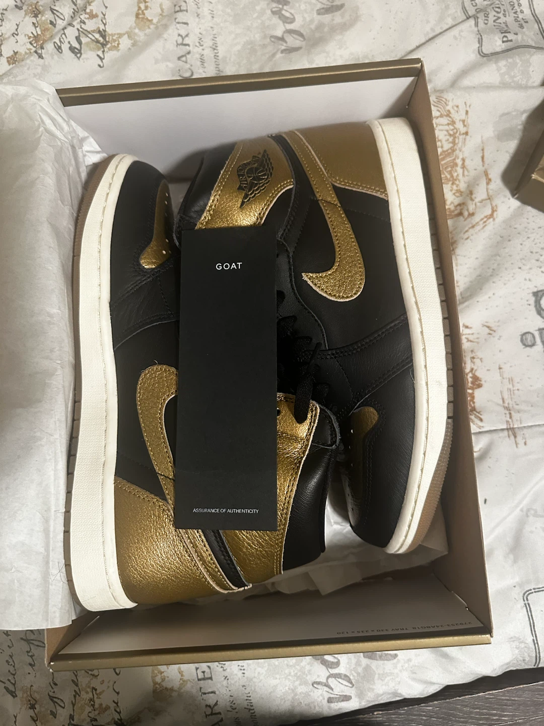 Nike Air Jordan 1 High "Gold Top 3" Sneakers - photo 3