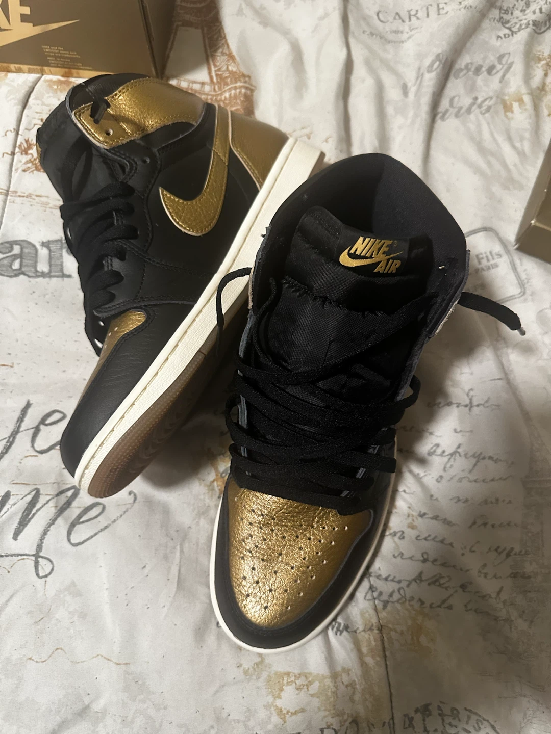 Nike Air Jordan 1 High "Gold Top 3" Sneakers - photo 5