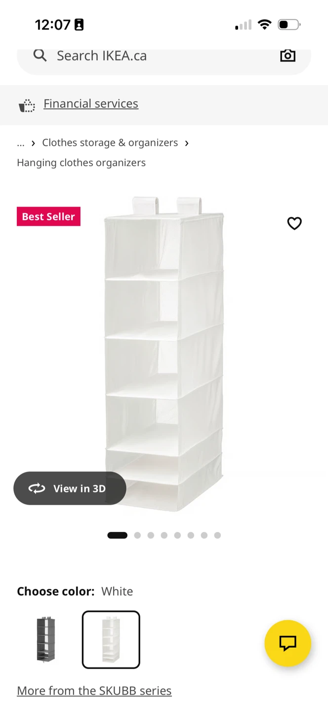 IKEA SKUBB Hanging Clothes Organizer - White