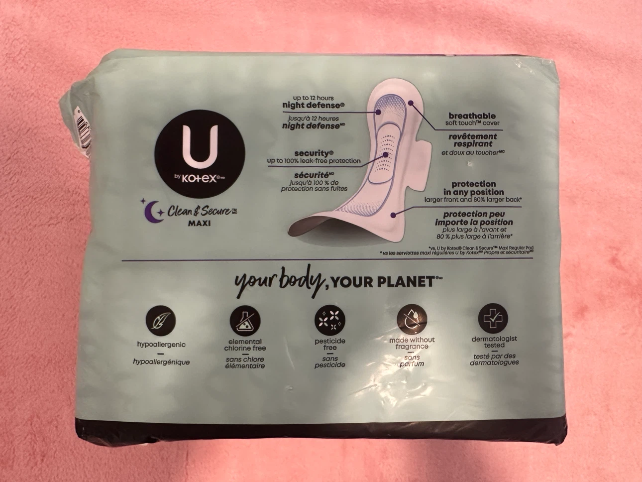 U by Kotex Maxi Overnight Pads with Wings, 24 Count - photo 2