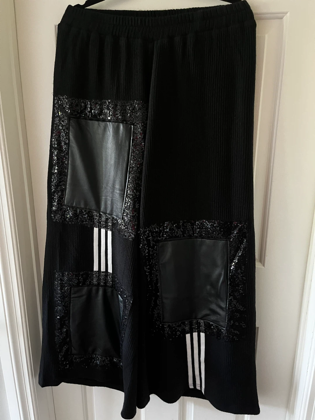 Black Sequin & Faux Leather Trim Hoodie - photo 5