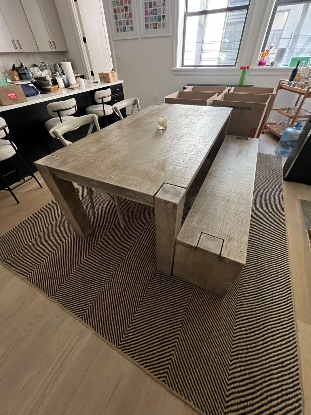 RH Rustic Wood Dining Table with Bench - photo 2