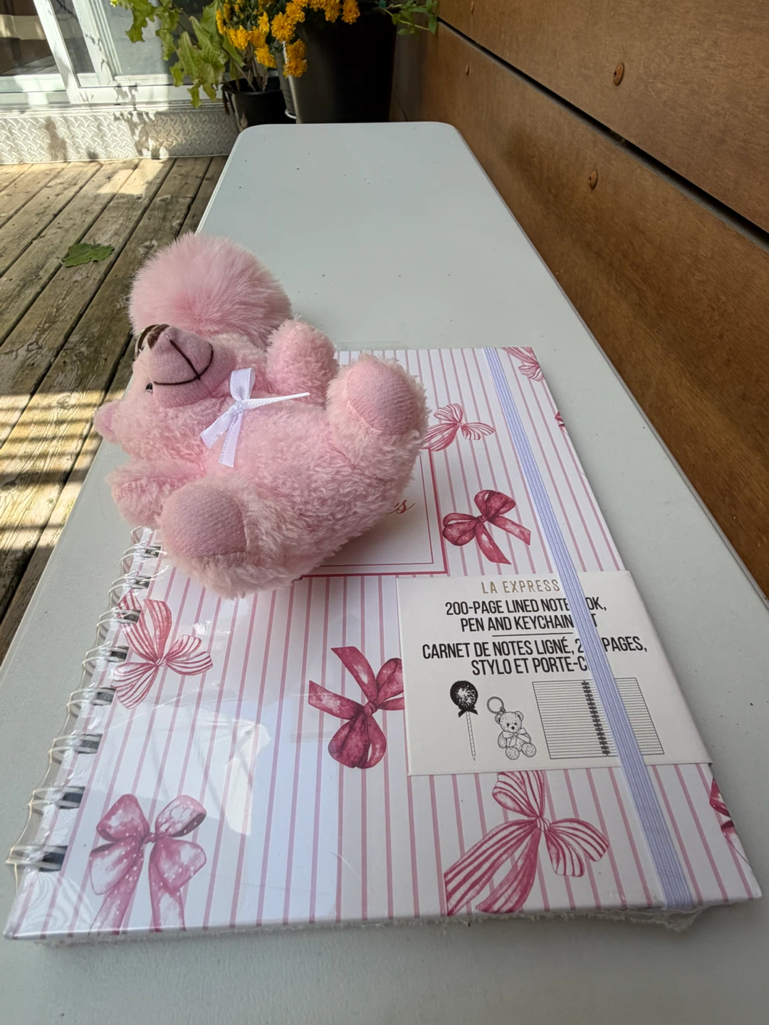 LA EXPRESS Pink Bow Notebook with Teddy Bear Pen & Keychain - photo 2