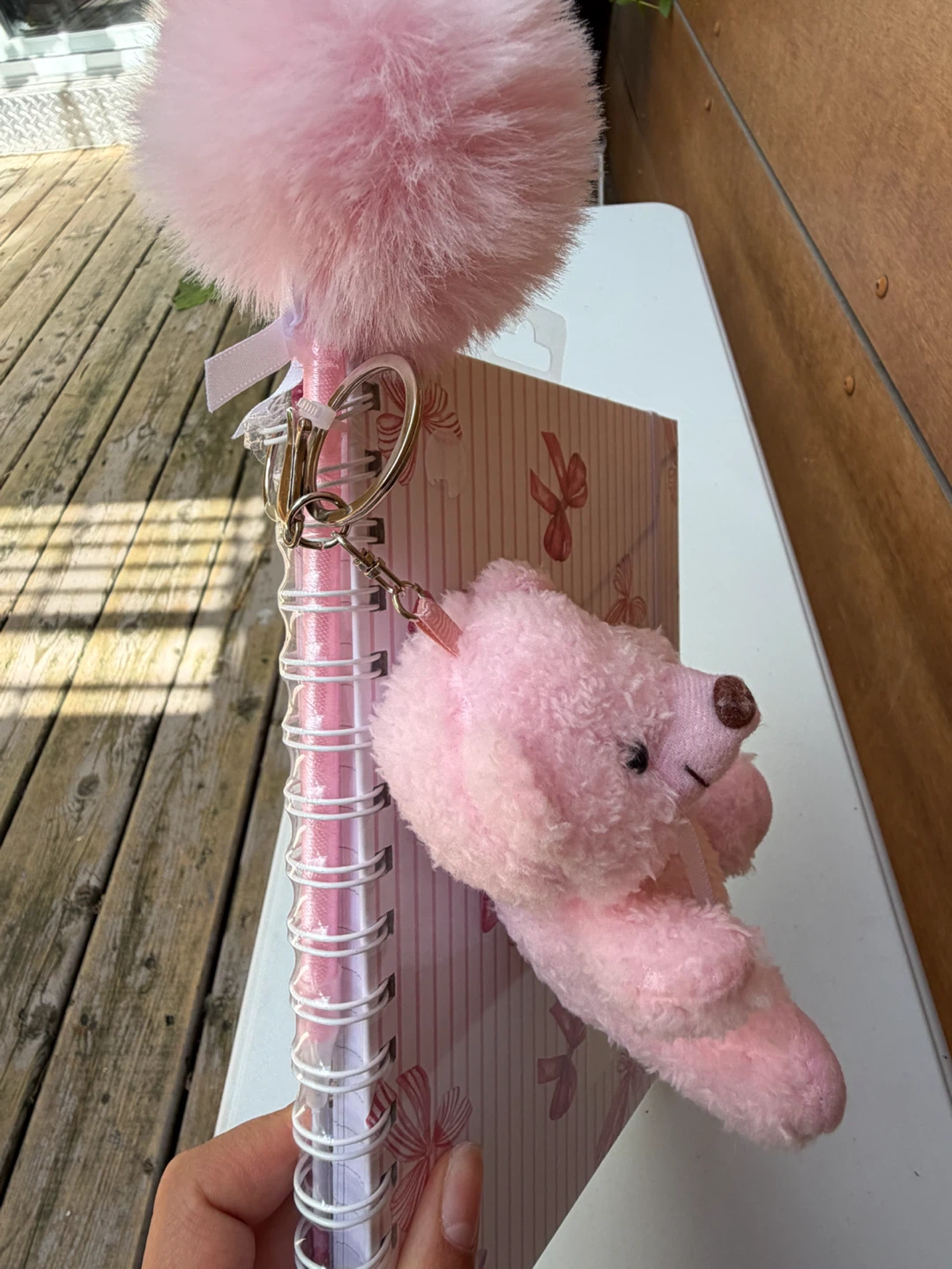 LA EXPRESS Pink Bow Notebook with Teddy Bear Pen & Keychain - photo 3