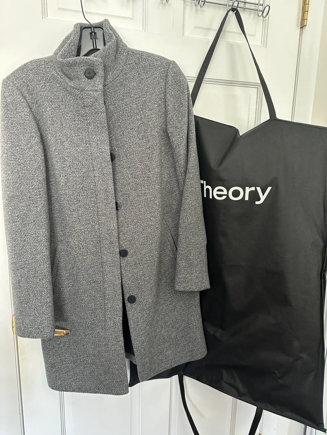 Theory Gray Multi Double Tweed Coat - photo 3
