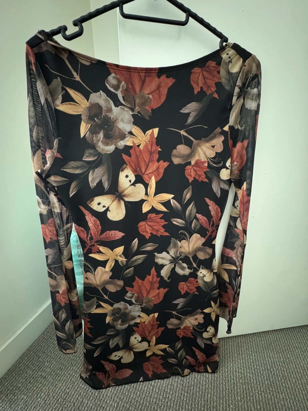 SHEIN EZwear Floral Print Mesh Dress