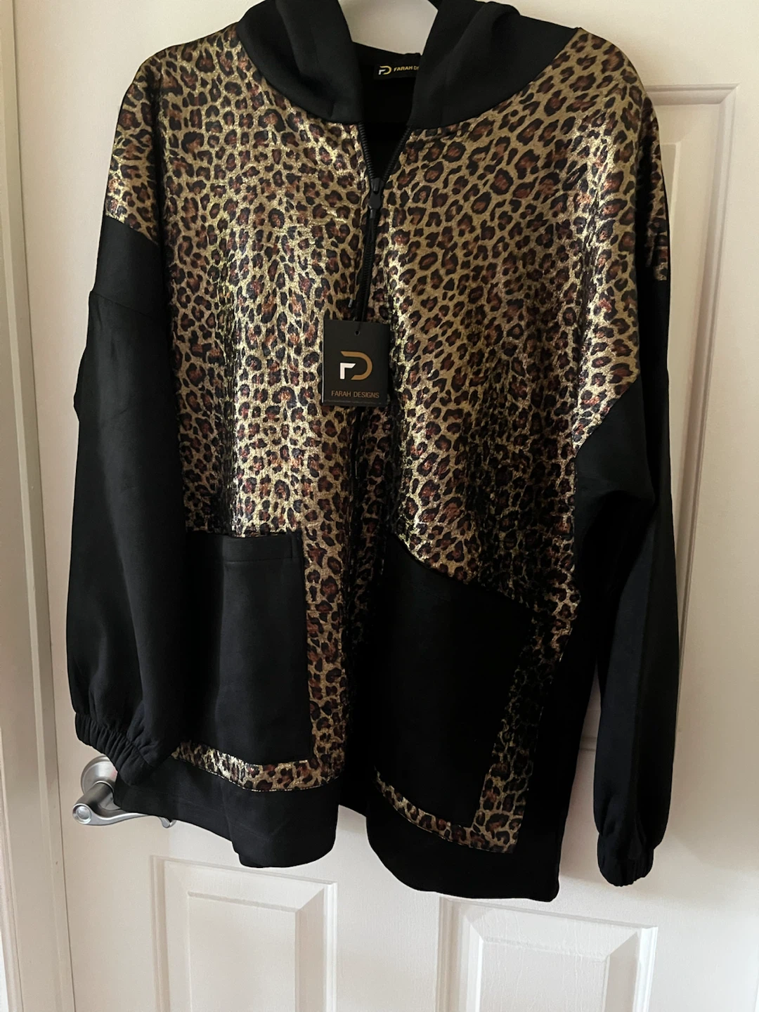 Leopard Print Hoodie _ Two pieces with wide leg pants