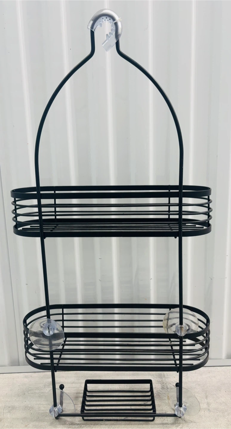 3-Tier Black Metal Shower Caddy with Soap Dish - photo 2