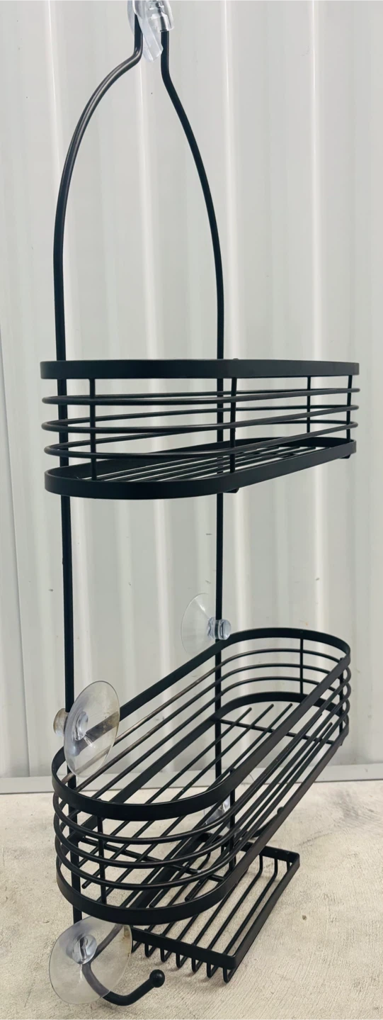 3-Tier Black Metal Shower Caddy with Soap Dish - photo 3