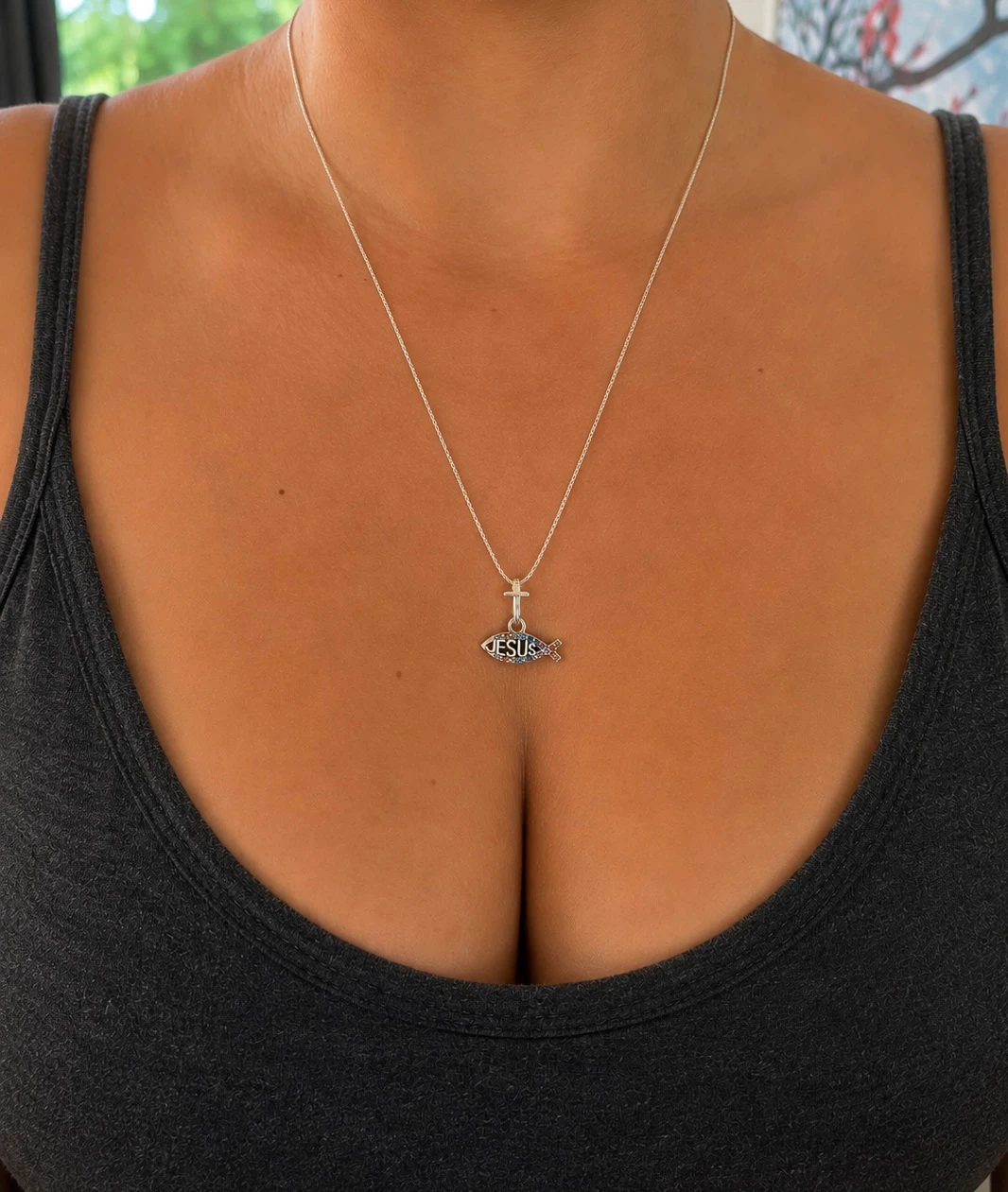 Jesus Fish and Cross Pendant Necklace - photo 3