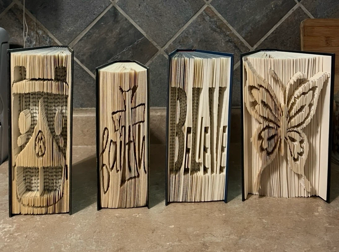 Folded Book Art - VW Bus, Butterfly, Faith, Believe