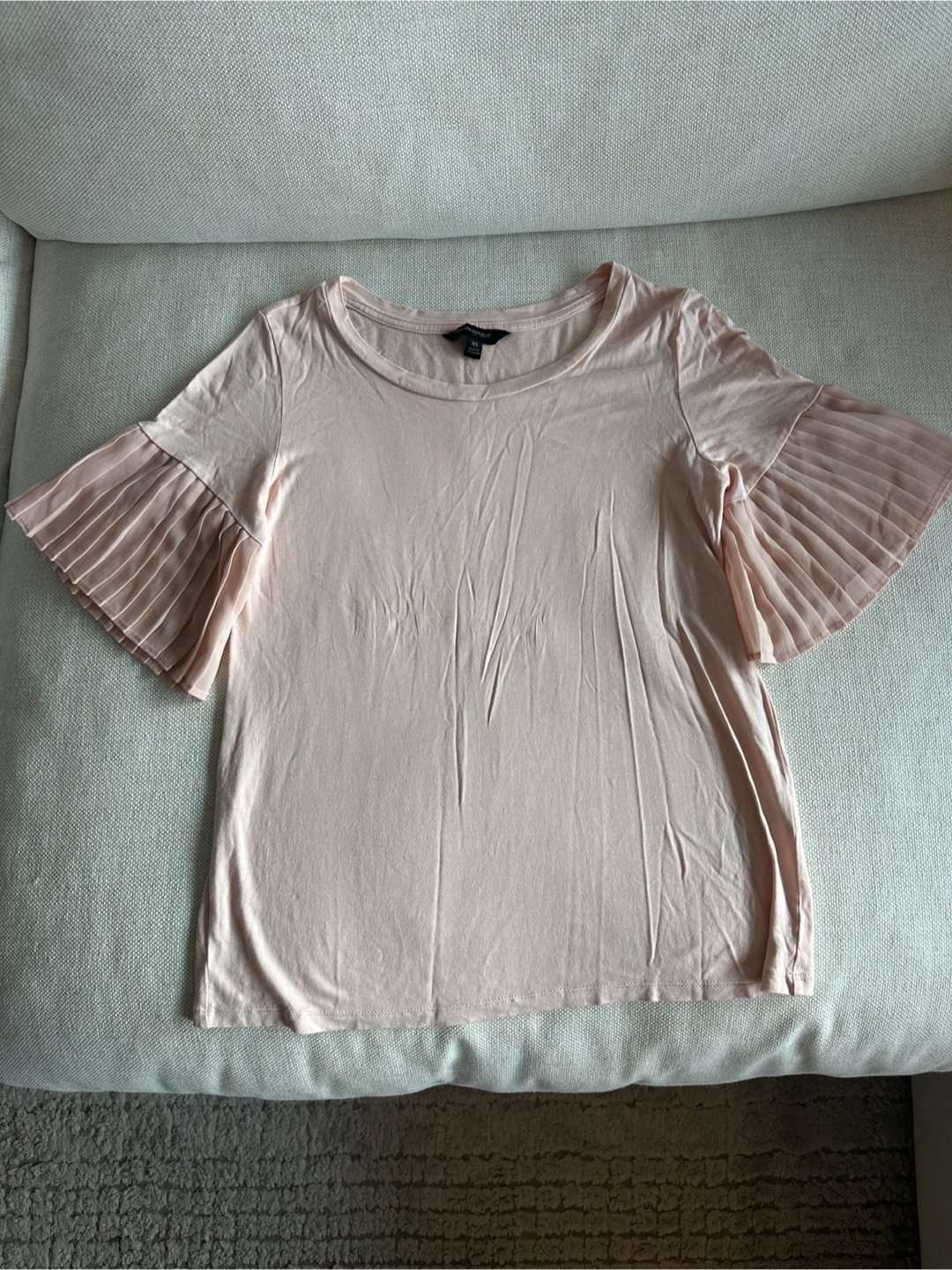 Banana Republic Pink Pleated Sleeve T-Shirt XS