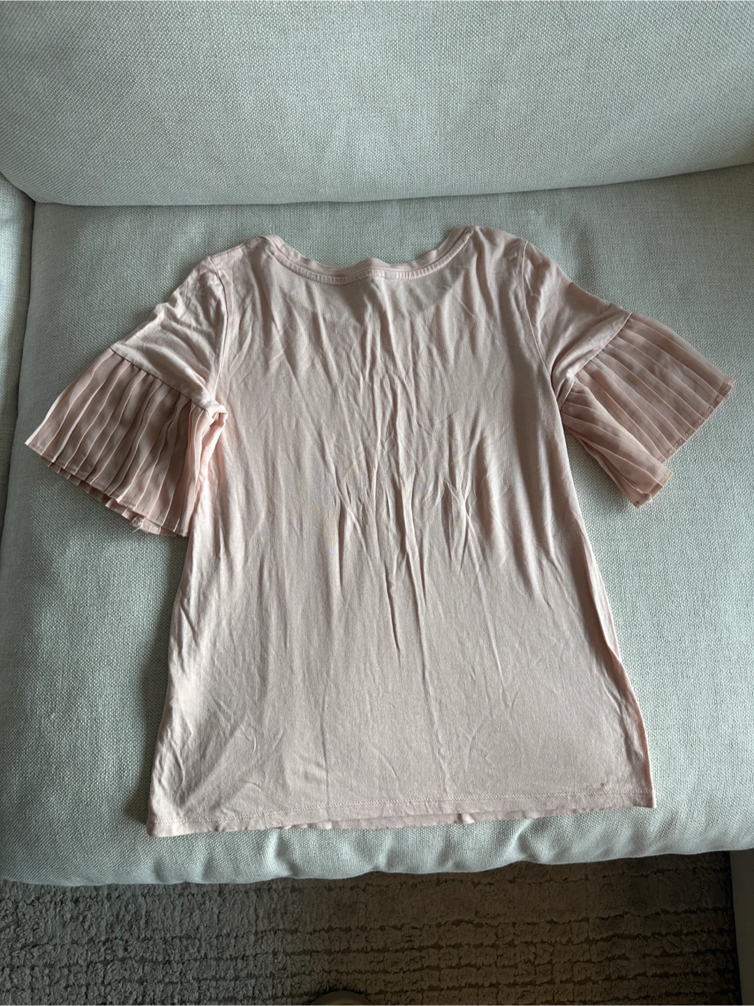 Banana Republic Pink Pleated Sleeve T-Shirt XS - photo 3