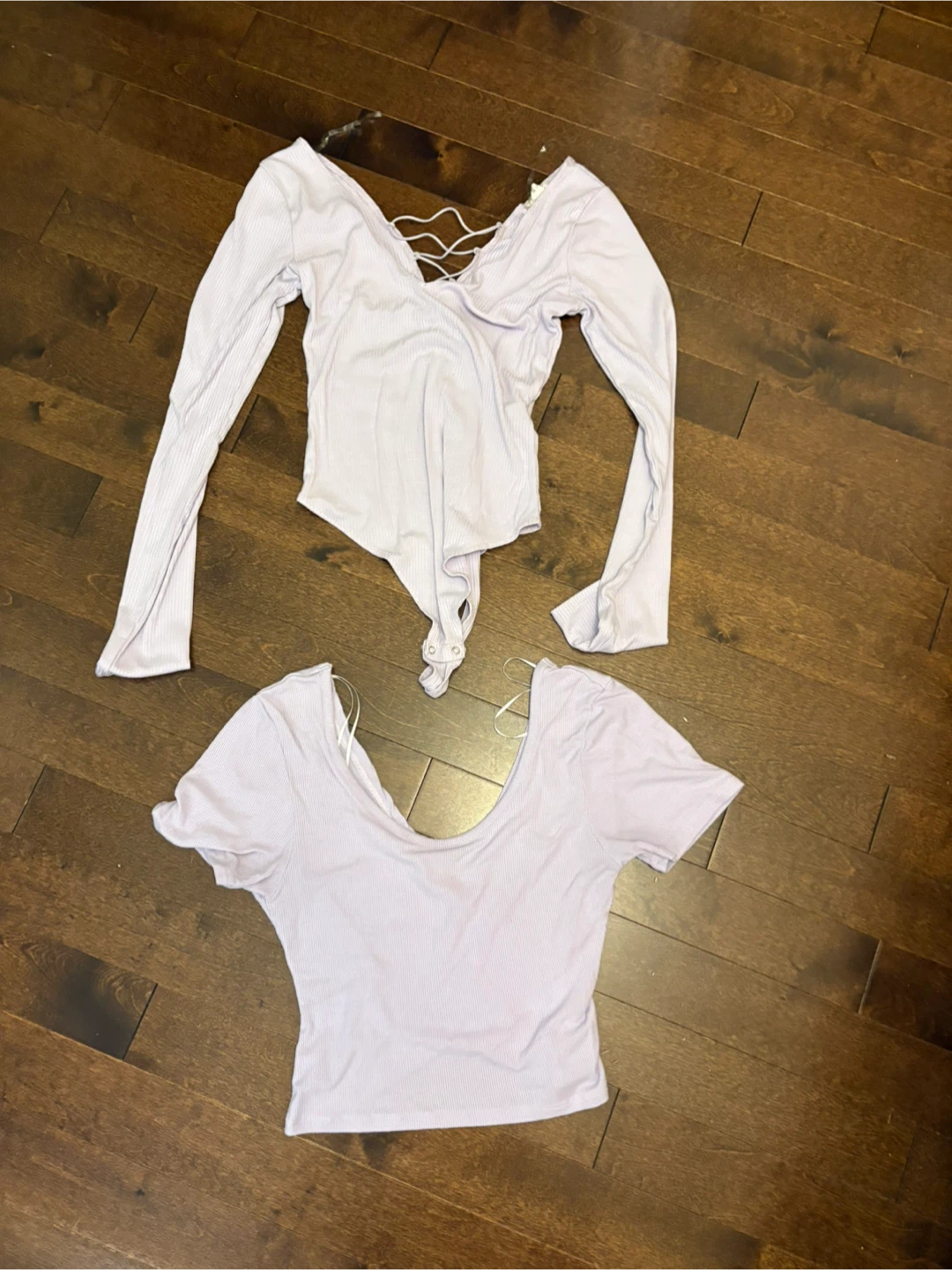 Purple Ribbed Bodysuit and Cropped Top Set