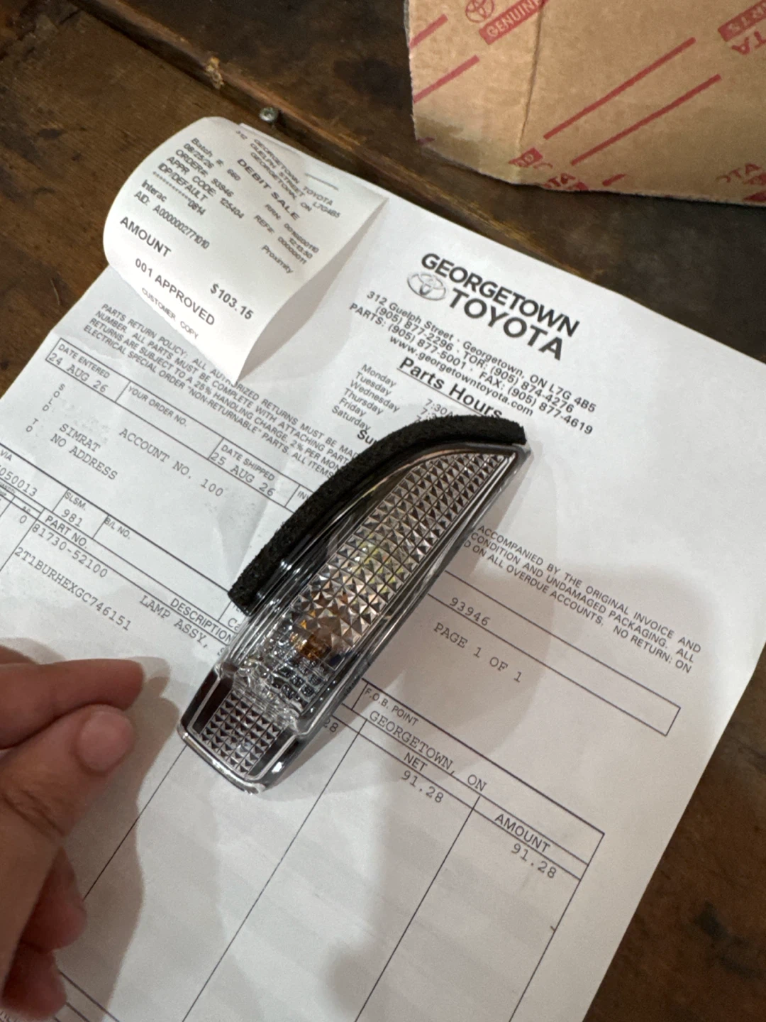 Toyota passenger Mirror light
