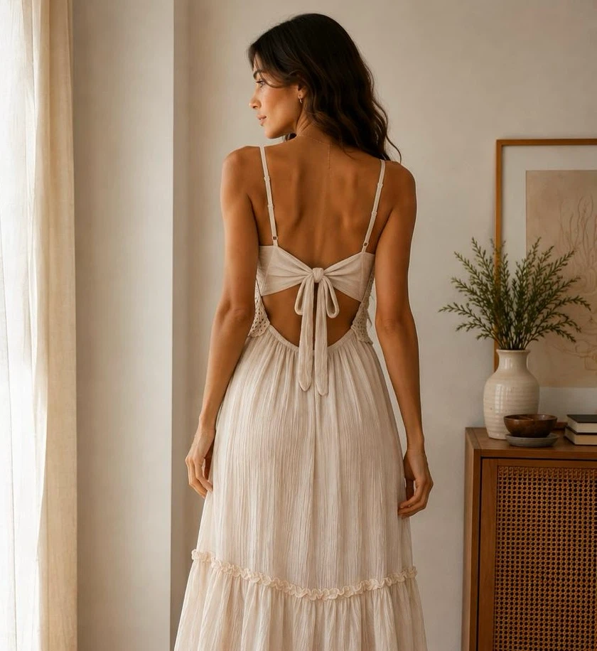 Cream Crochet Cami Midi Dress - photo 2