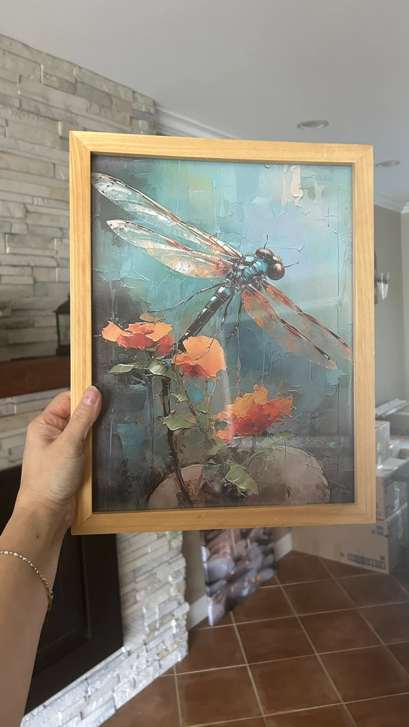 Framed Dragonfly canvas Wall Art