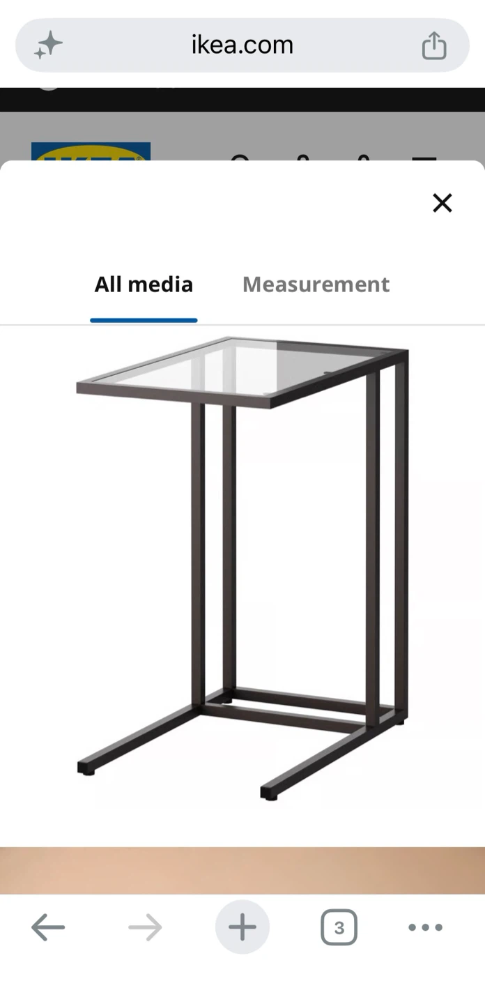 IKEA Laptop Stand Black/Glass Side Table - photo 2