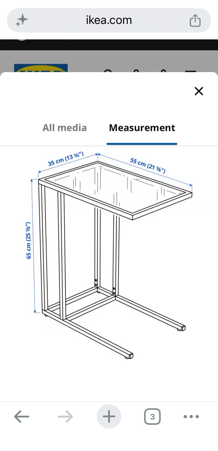 IKEA Laptop Stand Black/Glass Side Table - photo 3
