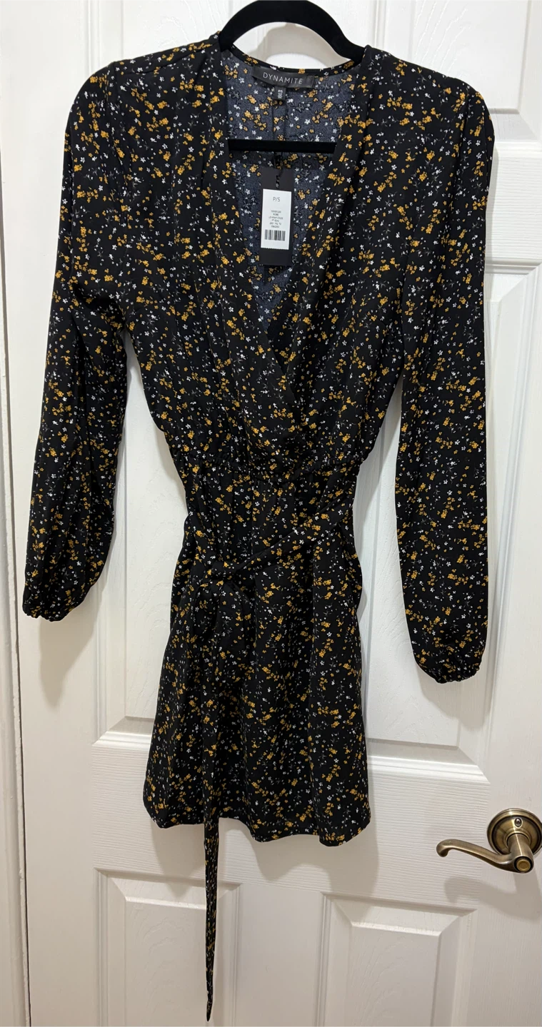 Dynamite Floral Wrap Dress Size S