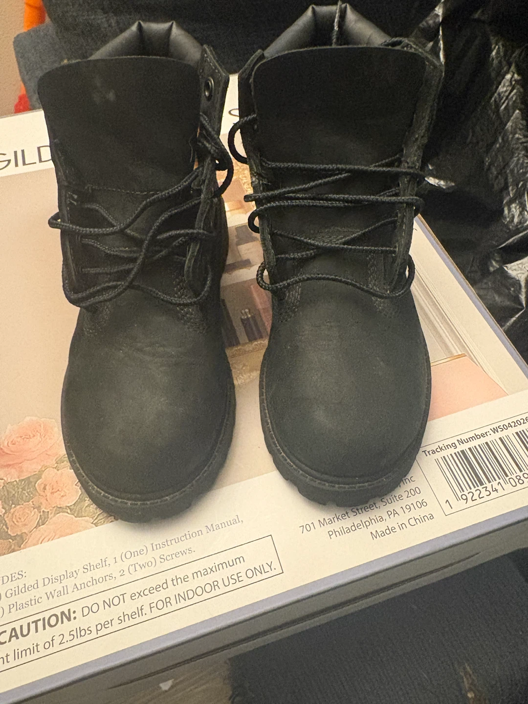 Black Timberland Boots kids 12.5