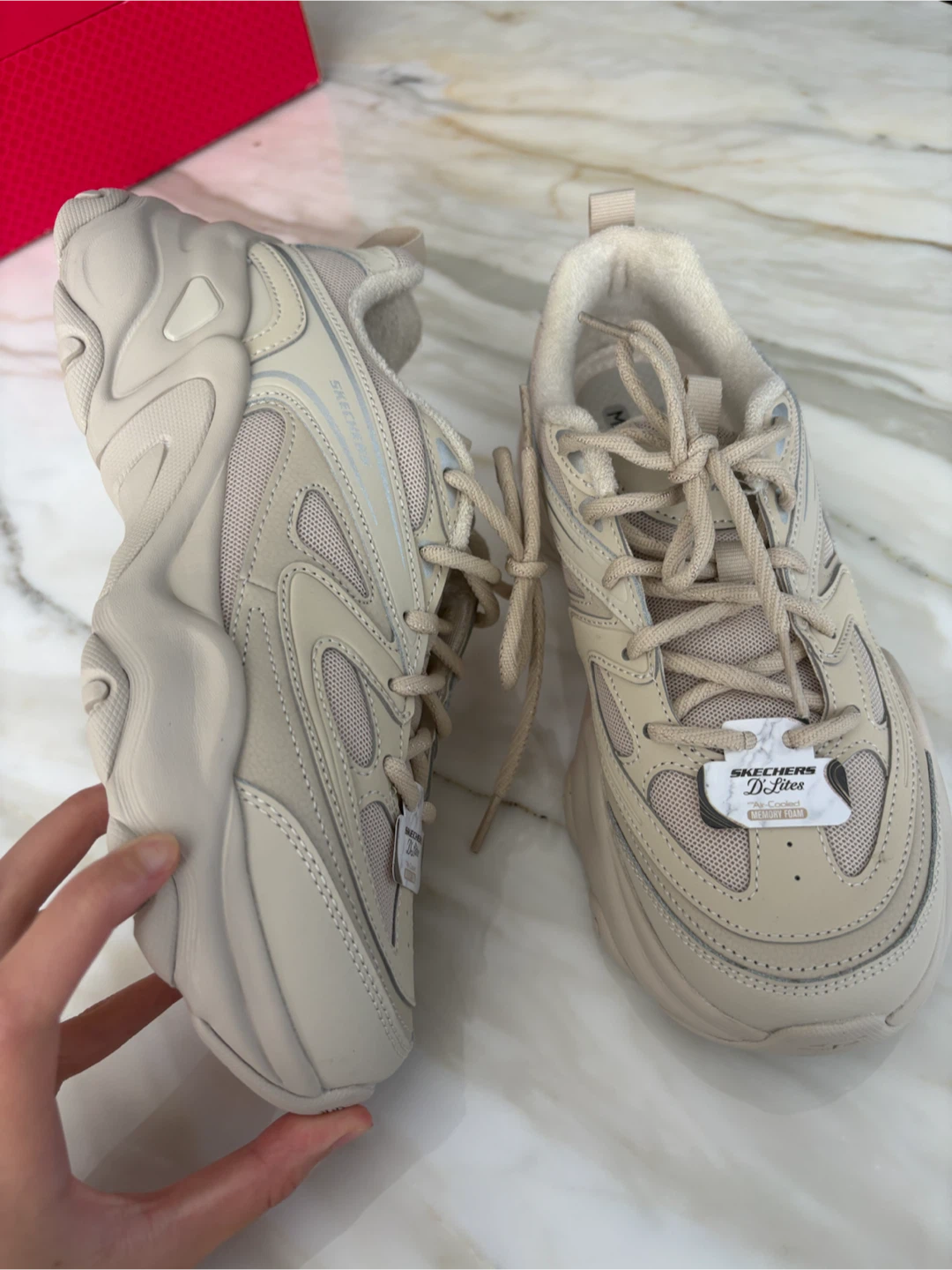Skechers D'Lites Women's Beige Sneakers - photo 4