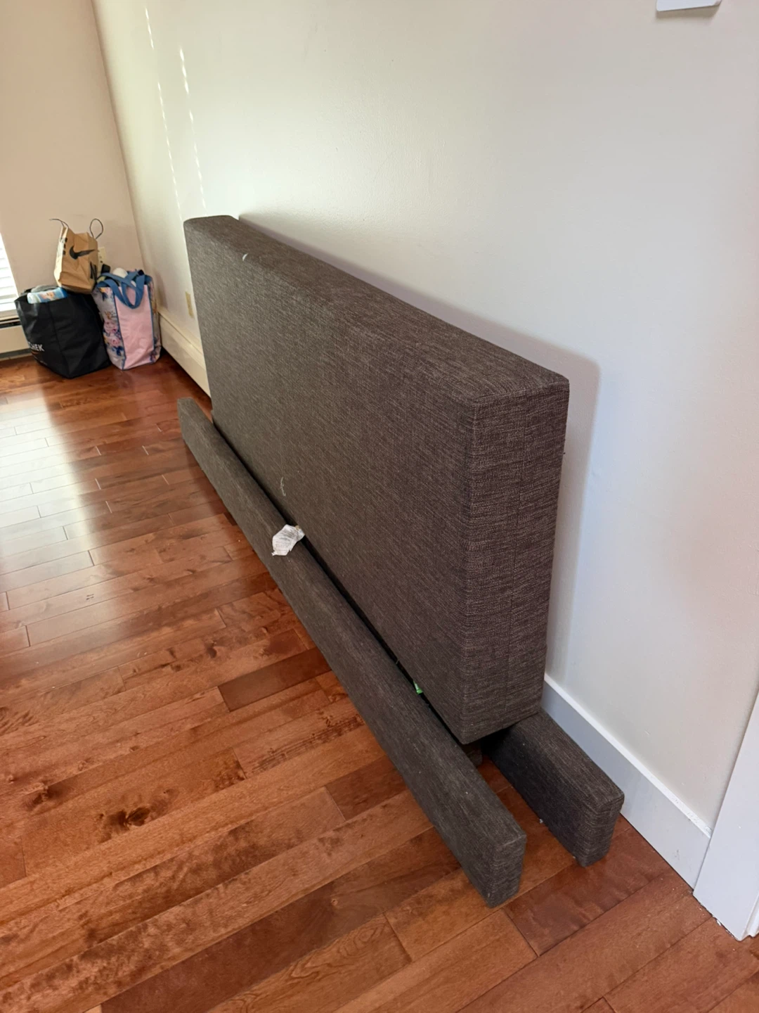 Grey Upholstered Queen Bed Frame with Headboard - photo 3