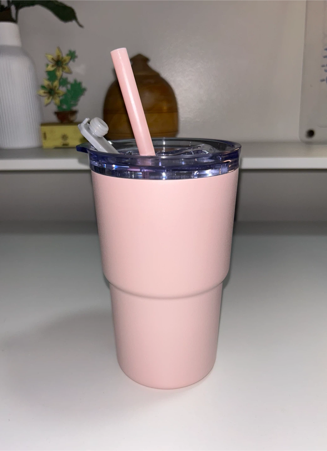 Pink Insulated Tumbler with Straw