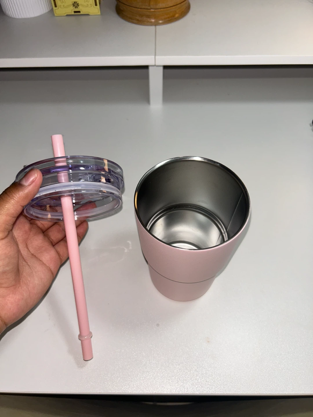 Pink Insulated Tumbler with Straw - photo 3