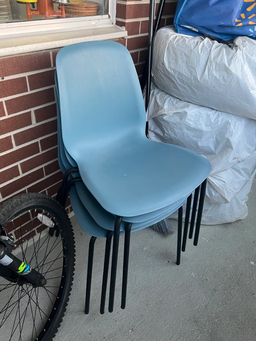 IKEA Stackable Blue Plastic Chairs (Set of 4)