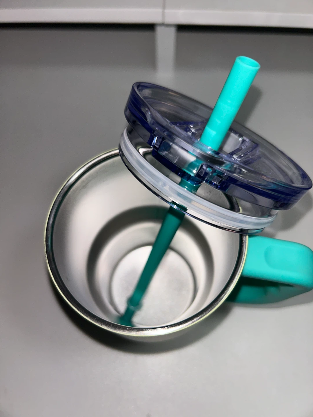 Tumbler with Teal Handle and Straw - photo 2