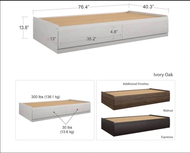 Twin bed frame with storage