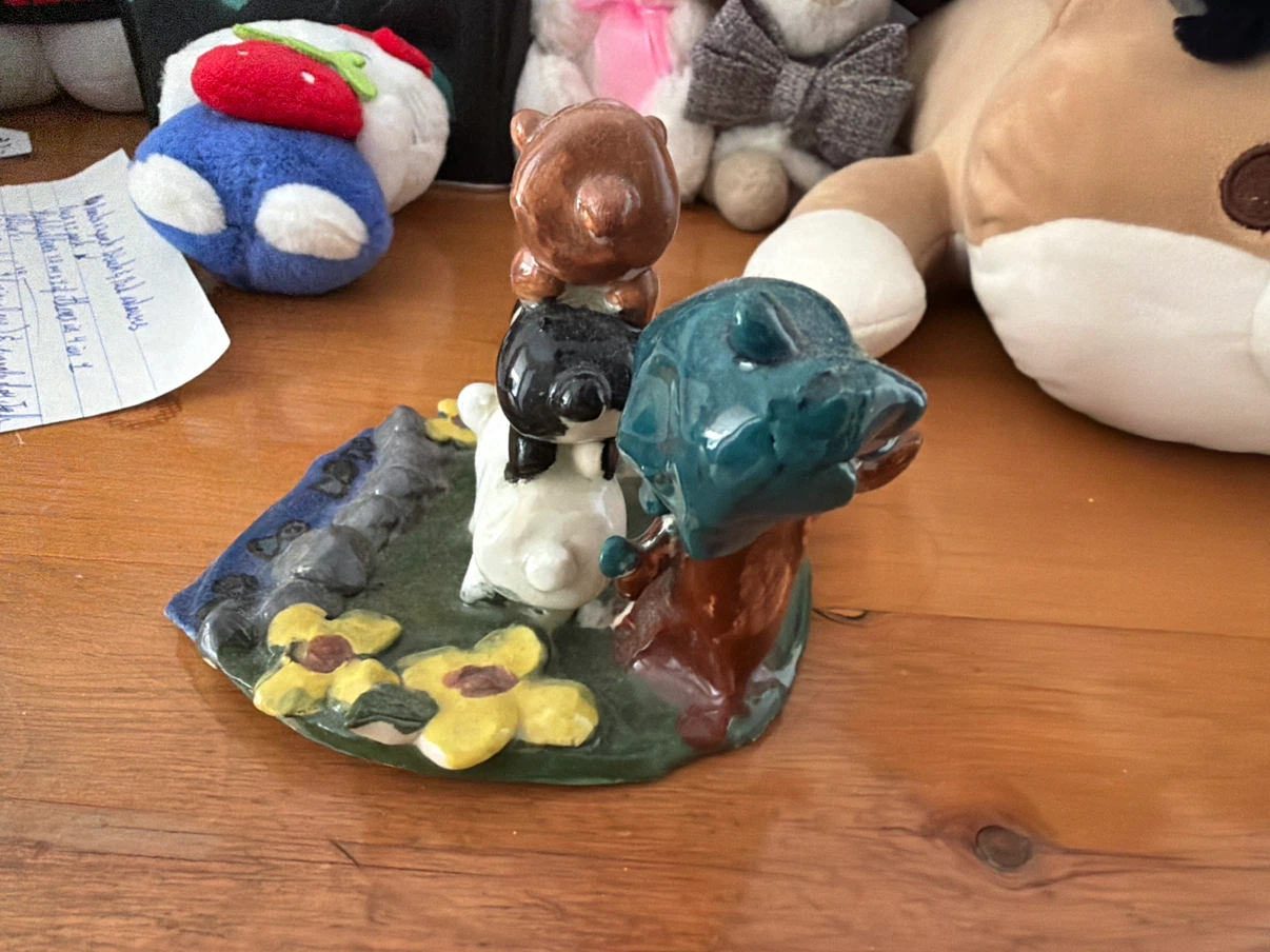 Cute Ceramic Figurine with Mushroom and Woodland Creatures - photo 3