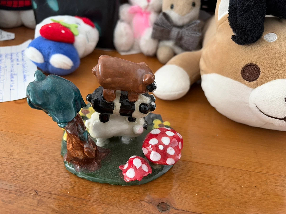 Cute Ceramic Figurine with Mushroom and Woodland Creatures - photo 4