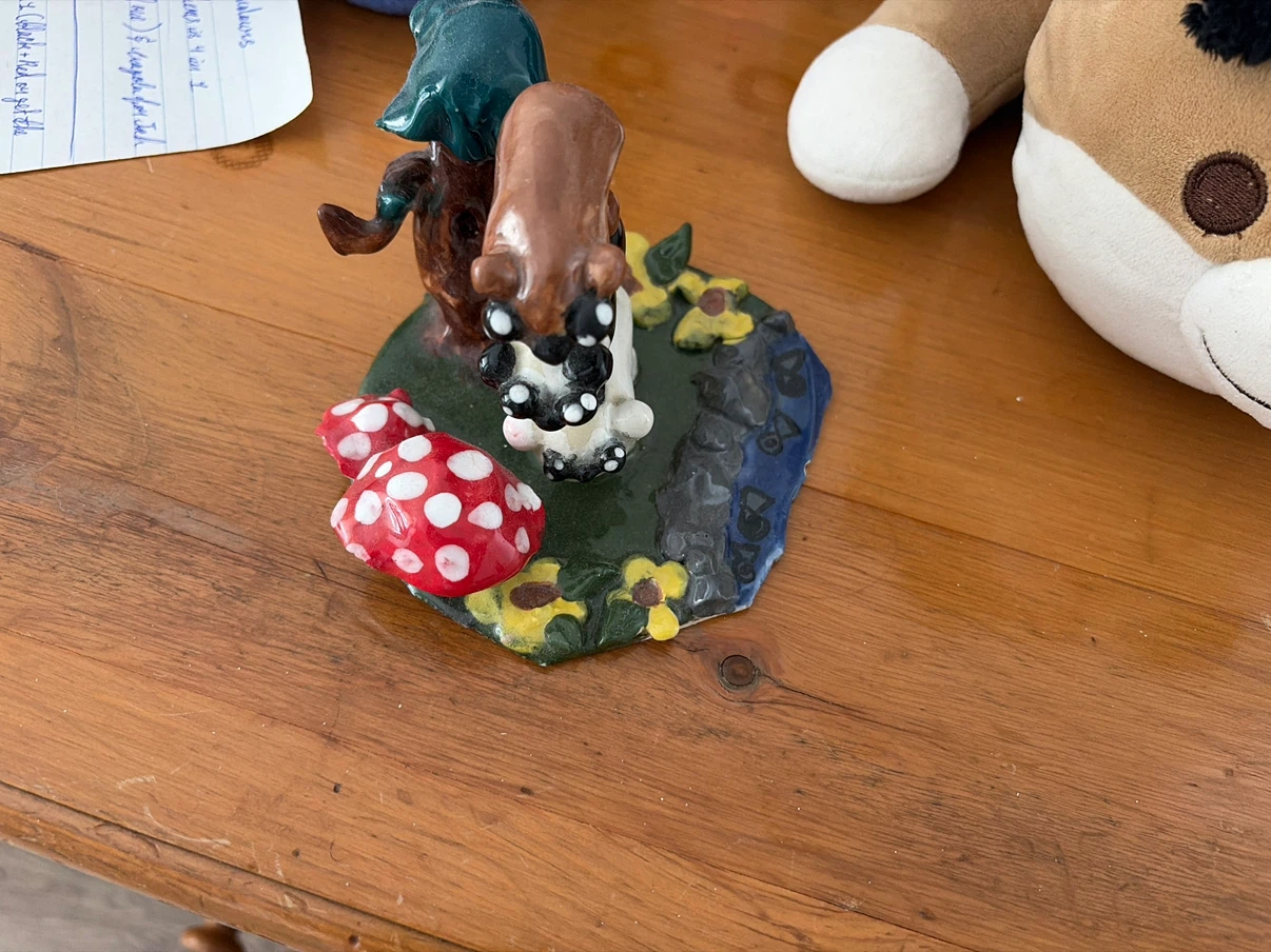 Cute Ceramic Figurine with Mushroom and Woodland Creatures - photo 5
