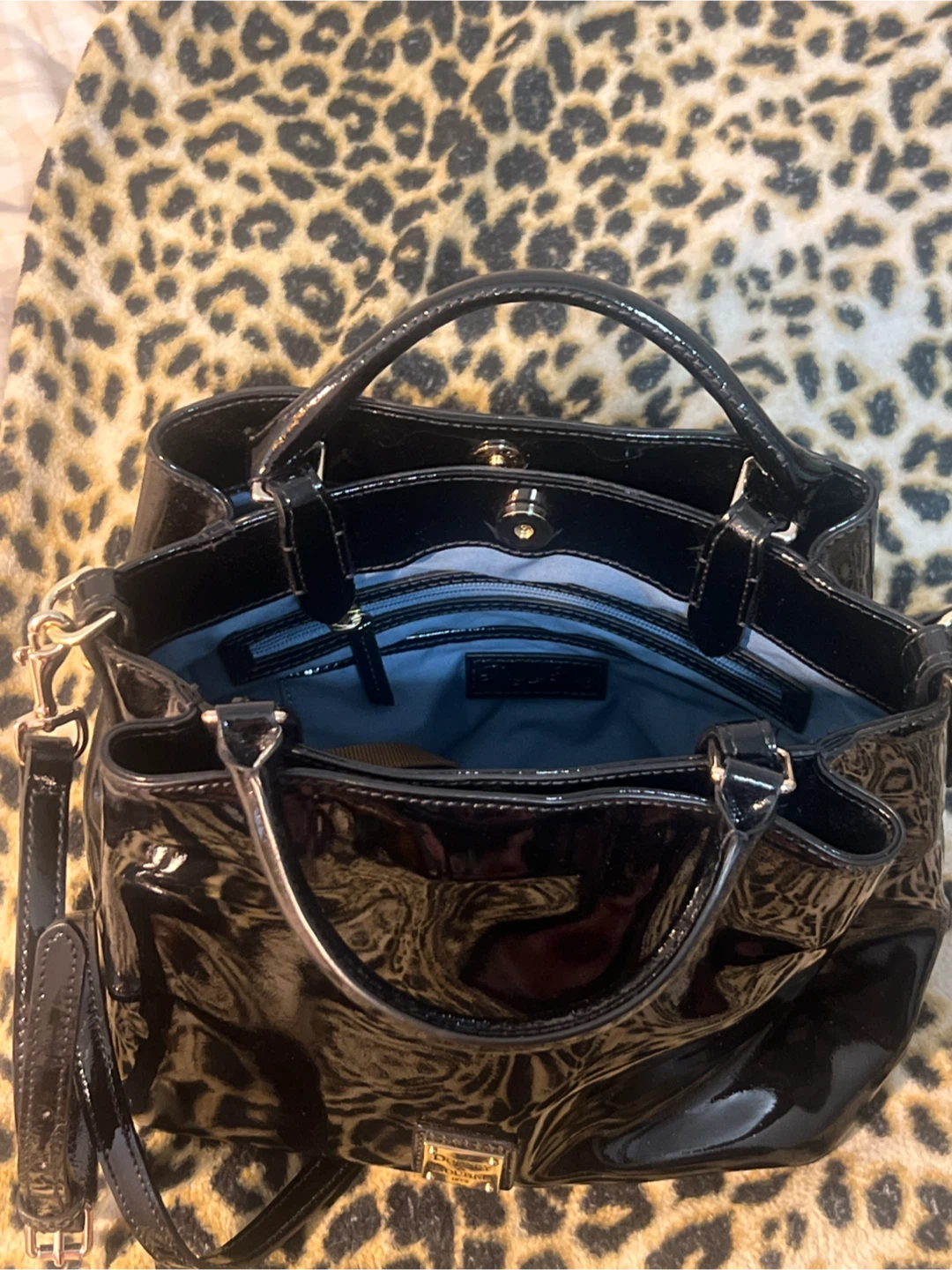 Dooney & Bourke Black Patent Leather Satchel Handbag